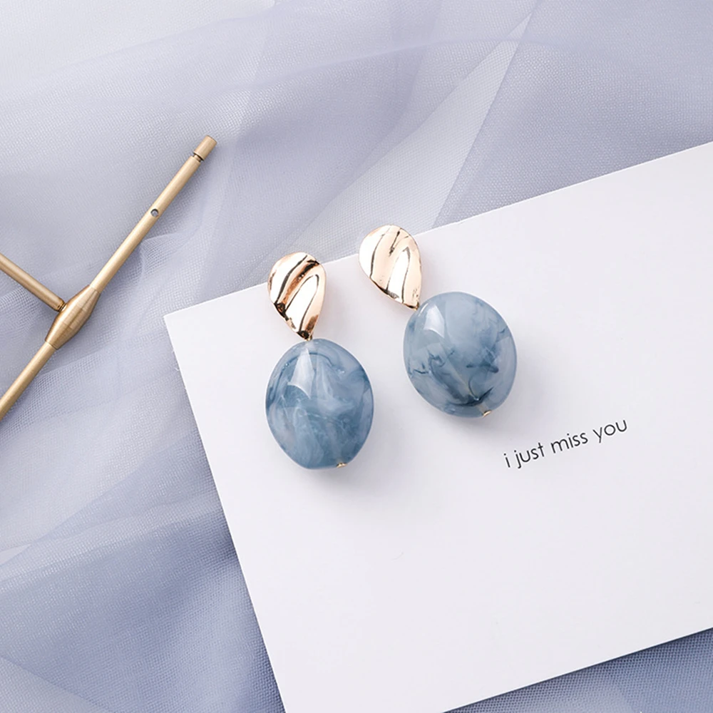 Makersland Geometric Women Earrings Blue Series Trendy Female Jewelry Accessories Gifts Korean Simple Fashion Earrings Wholesale