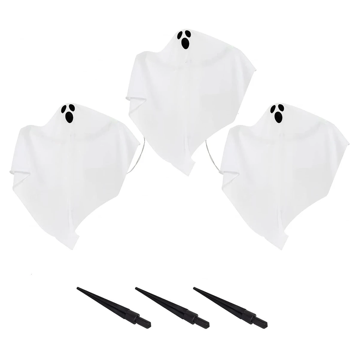 

3Pcs Light-Up Halloween Ghost Outdoor with Yard Stakes LED Ground Plug Creepy Skull Haunted House Decorations Props