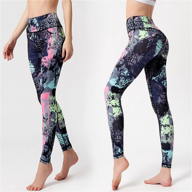

Брюки для йоги с принтом для девочек, спортивные леггинсы с подтяжкой ягодиц, брюки для фитнеса с высокой талией, женская одежда, плотные дышащие леггинсы пуш-ап