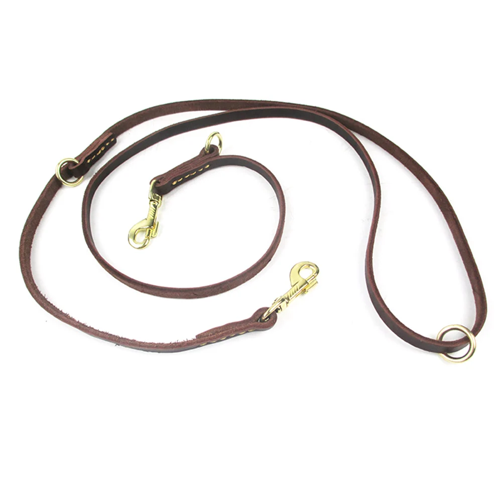 

Cowhide Dog Leash Pet Traction Rope Durable Soft Strong Comfortable Walk Jog Camp Hike Non Fading Sturdy Hardware