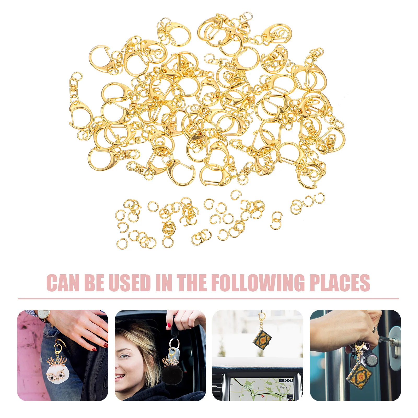 

50 шт., брелок с крючком типа D, цинковый сплав, сверхмощная пряжка, брелок для ключей, подвеска для ключей от двери автомобиля, уличные подвесные принадлежности для рукоделия