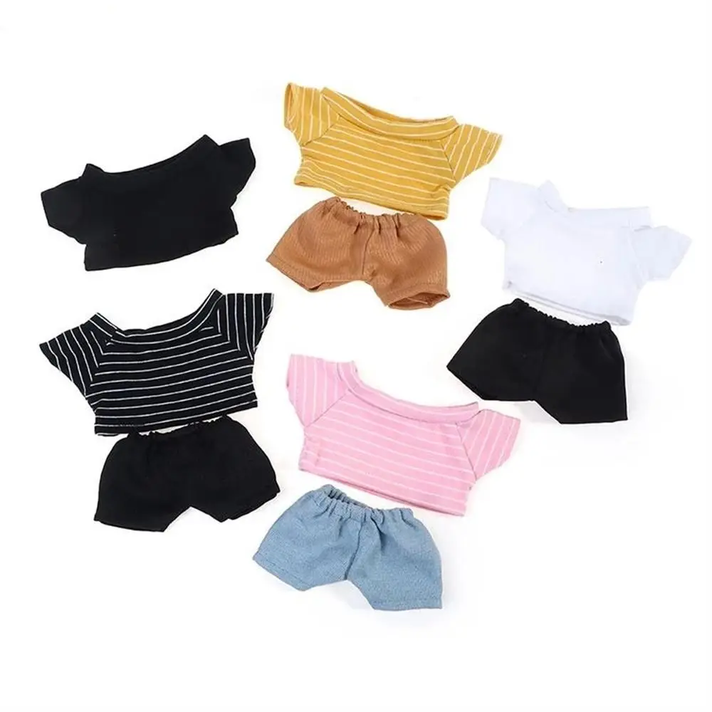 House Doll Accessories Stripes Short Sleeve T-shirt Kids Gift 20 cm Doll Pants Doll Shirt Doll Plush Clothing Doll Clothes