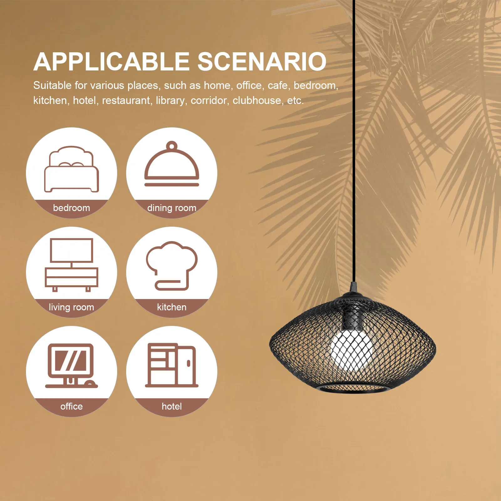 Metal Lampshade for Bare Bulb – Iron Mesh Hollow-Out Design, Ideal for Home, Bar, Restaurant, Porch & Hot Pot Shop