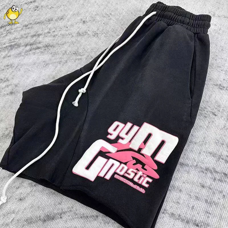 

Good Quality Washed Black Streetwear RRR123 Shorts Men Woman Hip Hop Drawstring Joggers Heavy Fabric