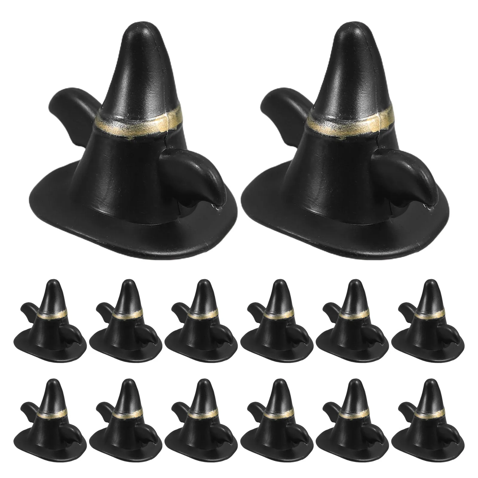 24 個ミニチュア黒帽子コンパクトデザインマイクロ風景ハロウィンクリスマスパーティー小さなニット帽子工芸品雪だるま用