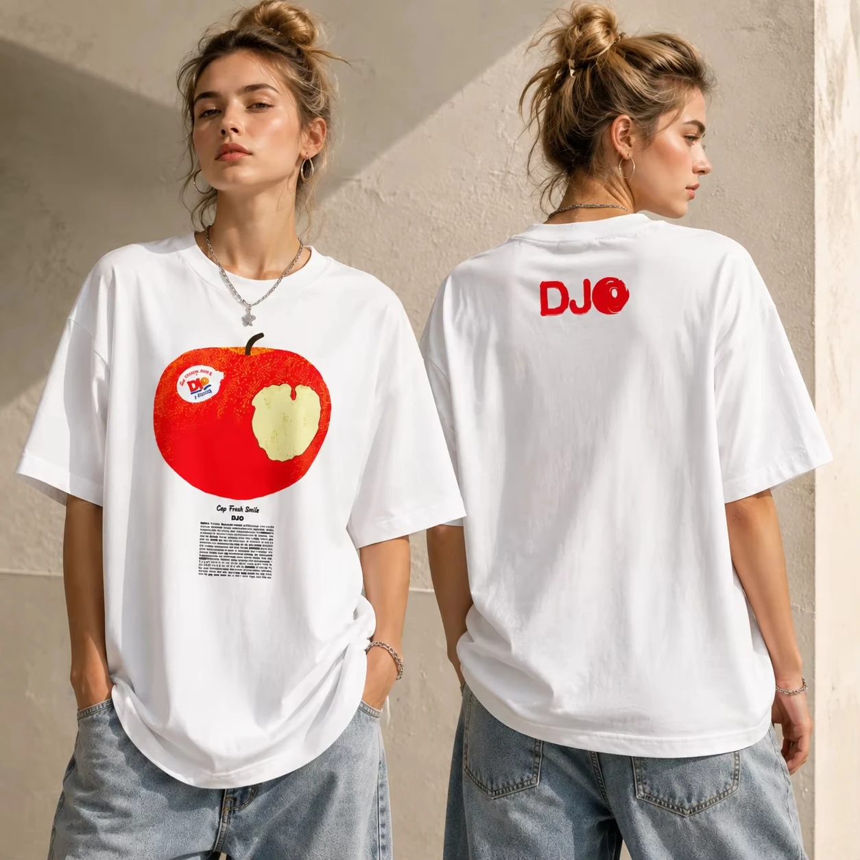 2026 Djo Apple T-Shirt Funny Cartoon Graphic T Shirts Women Short Sleeve Men Tops High Quality T Shirt Unisex Creative Clothes