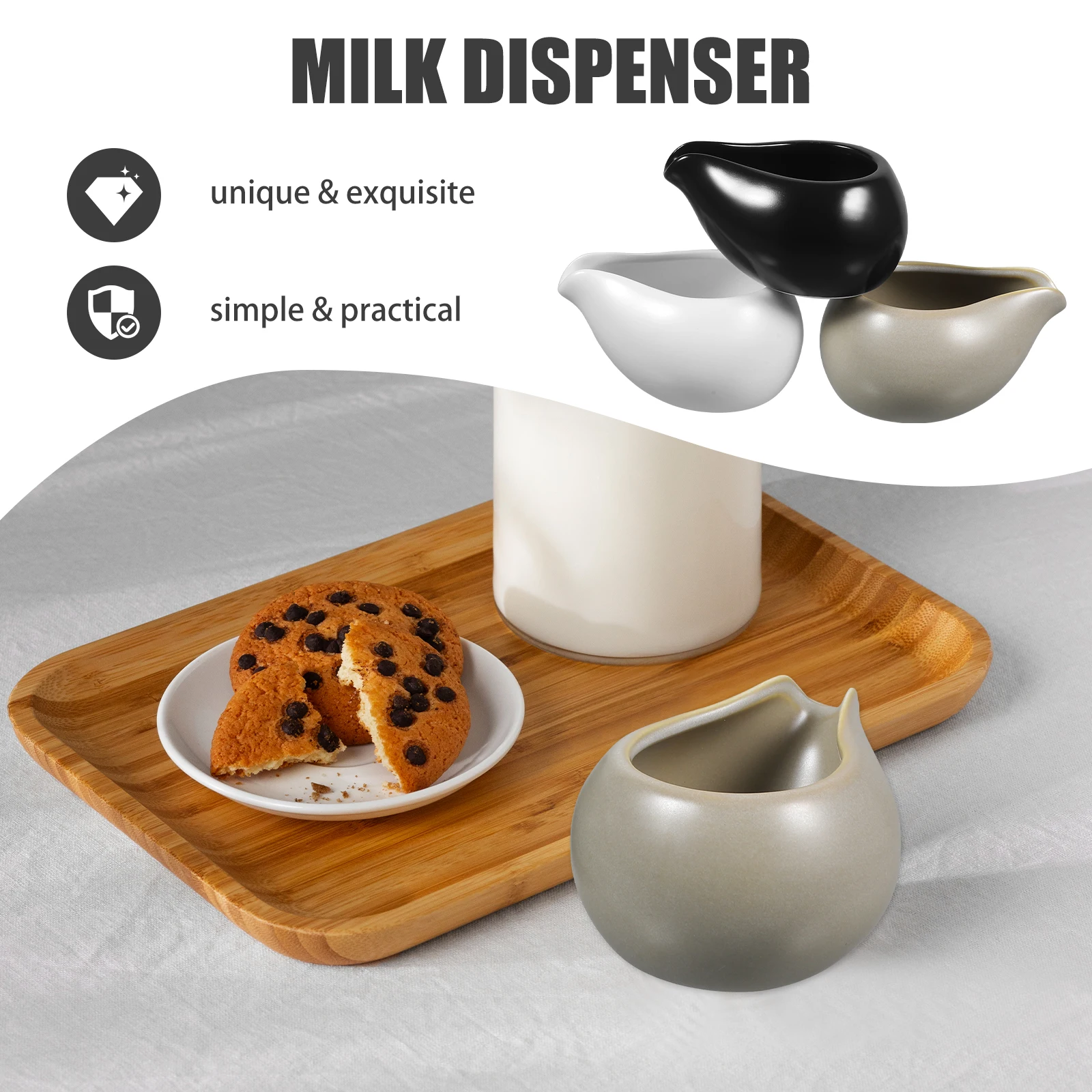 

3 Pcs Milk Can Pitcher Jug Dispenser for Coffee Frother Cup Ceramic Creamer Jar