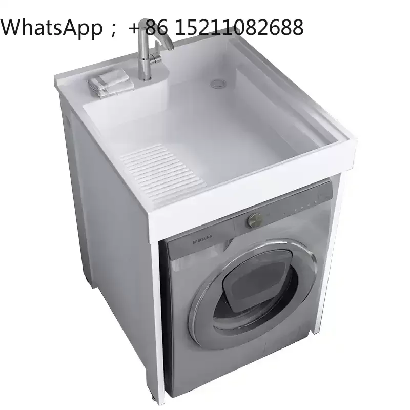 SCY small apartment laundry cabinet balcony integrated basin with rubbing plate drum washing machine cabinet combination