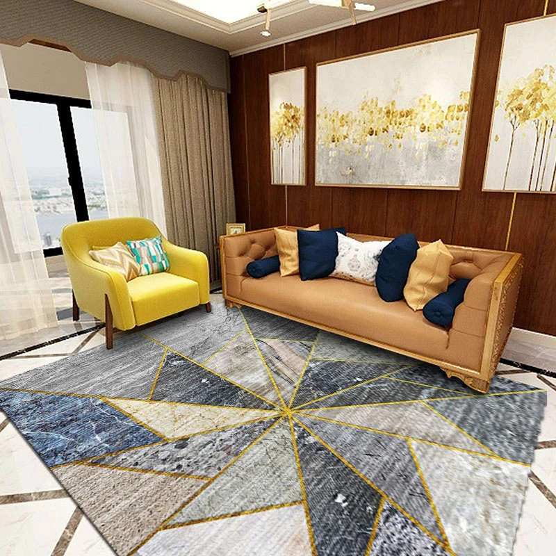 Bild 5: Moderner, luxuriöser, geometrischer, abstrakter Marmor-Teppich, Material, ästhetisches Design, umweltfreundlich, pflegeleicht, eleganter Wohnzimmerteppich