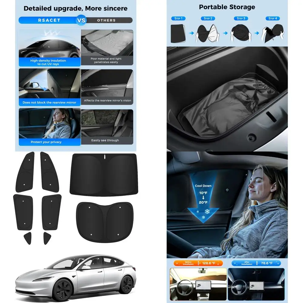 

Universal Front & Rear Side Window Sun Shades, 8-Piece Set for Thermal Insulation, Privacy, and Relaxation
