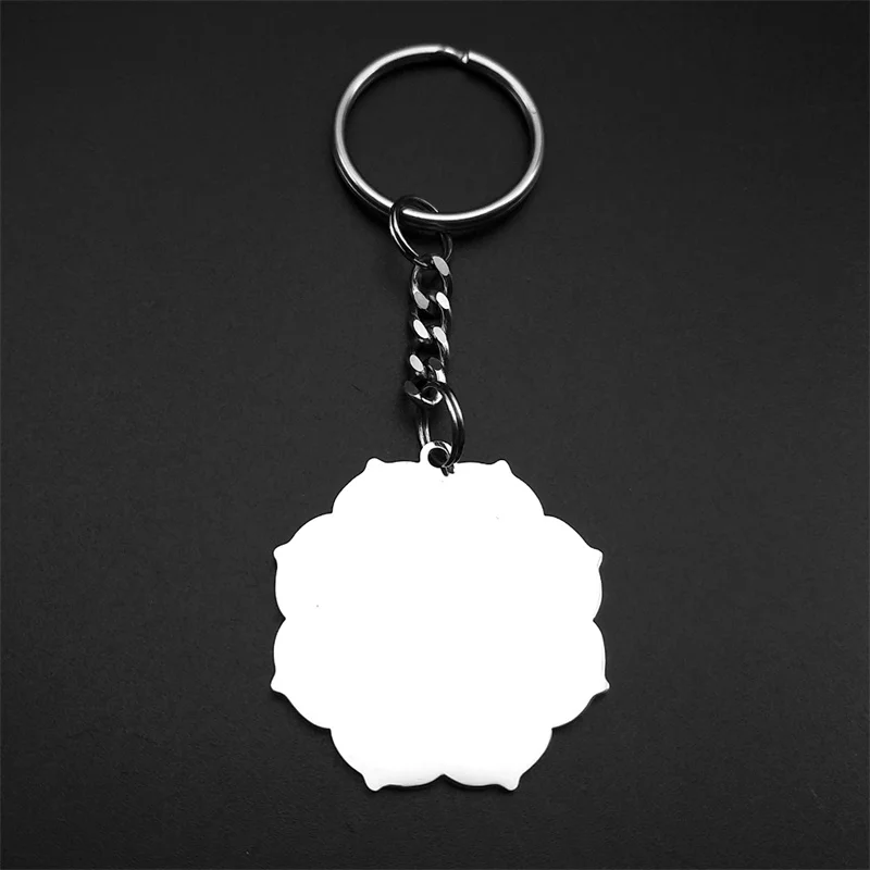 Sacred Geometry Metatron Angel Seal Archangel Key Ring for Women Men Stainless Steel Flower of Life Lotus Key Chains Jewelry