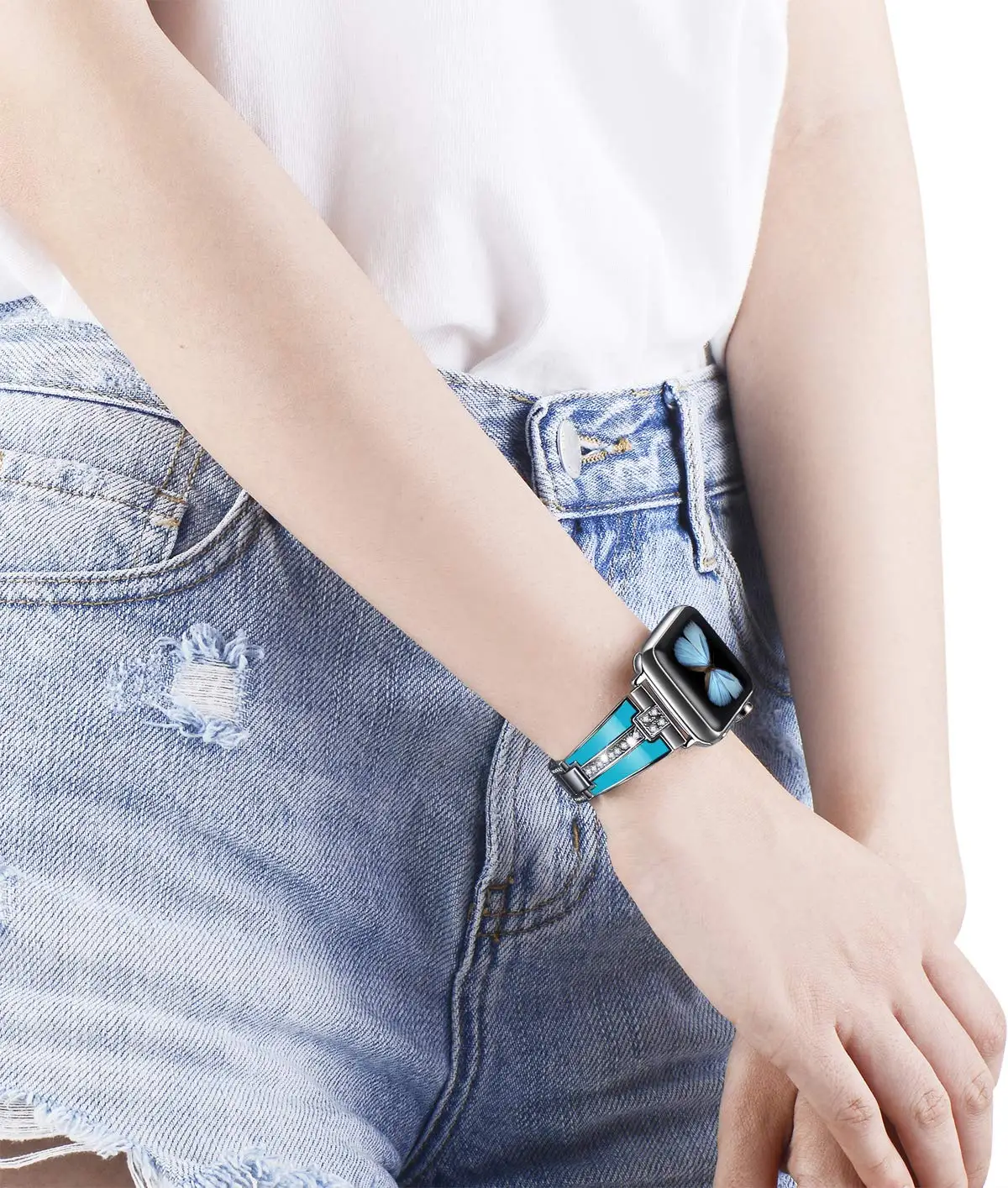 Resin+Metal Strap For Apple watch Ultra 3 49mm 45mm 44mm 42mm 41mm 40mm 46mm Stainless Steel Bracelet iWatch 11 10 9 8 7 6 5 SE