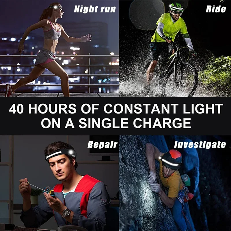 1-8PCS Induction Headlamp Flashlight Mini USB LED Headlamp Rechargeable Super Bright Night Fishing Outdoor Portable Flashlight