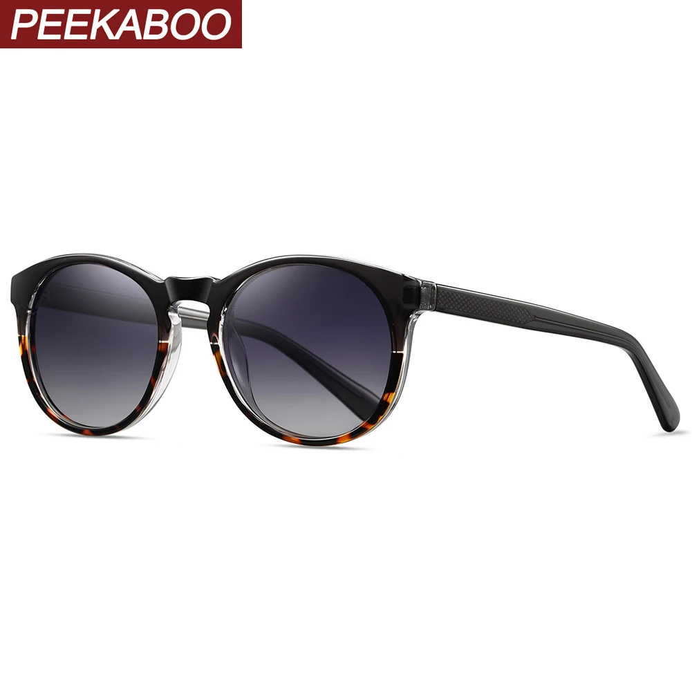 

Peekaboo TR90 поляризационные солнцезащитные очки модные женские ацетатные леопардовые черные круглые солнцезащитные очки для мужчин унисекс уличные аксессуары