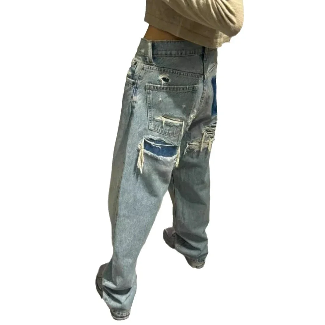 Ripped Jeans for Women Hole Pants Streetwear Low Waist Washed Distressed Pockets Denims 2025 Mom Jeans Vintage Straight Trousers - Image 5