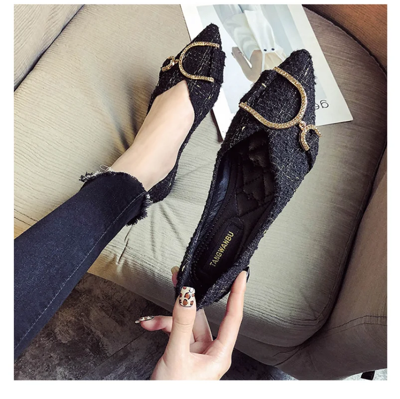 

Flats Shoe Women's 2023 New Spring Autumn Korean Square Toe Shallow Gentle Fashion Temperament Large Size Woman Shoes Luxury