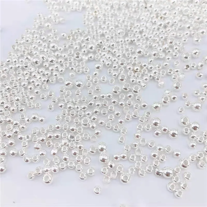 Wholesale 100% Real 925 Silver Round Beads Spacer Beads Accessories Silver Bead for Bracelet Necklace Jewelry Making Findings