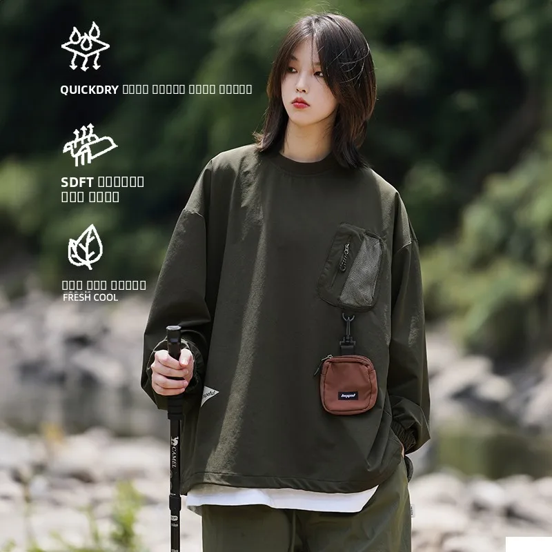 

Мужская толстовка с круглым вырезом в стиле милитари, весенне-осенняя, модная уличная одежда, топ для пар, повседневный свободный крой, антибактериальная.