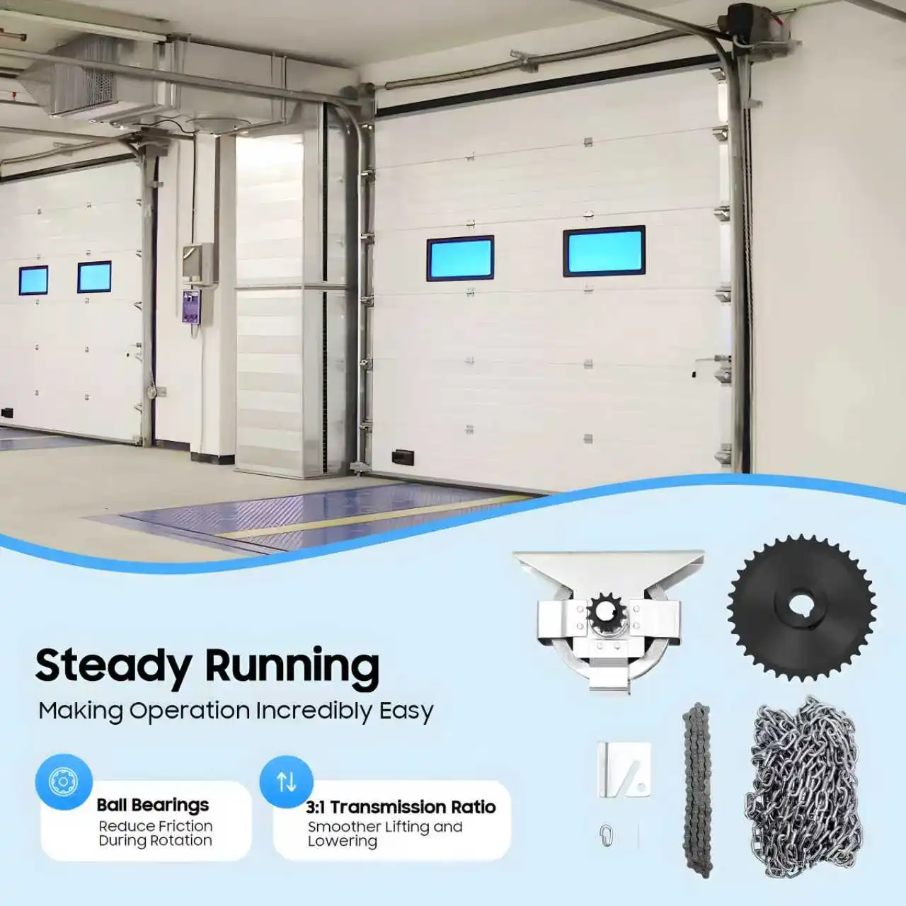 Цепной подъемник для открывания колонкового вала гаражной двери, емкость 330 фунтов, цепь соотношения 3:1, 26 футов для складского подъемника рольставней