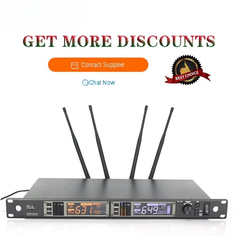 AD-4 2 Channels Professional Drums Karaoke Handheld True Diversity Wireless Microphone