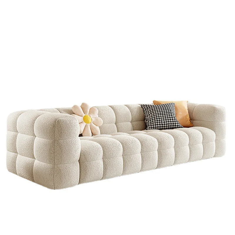 Customized Cream Wind Lamb Fleece Modular Sofa Hotel B & B Living Room Three Sofas