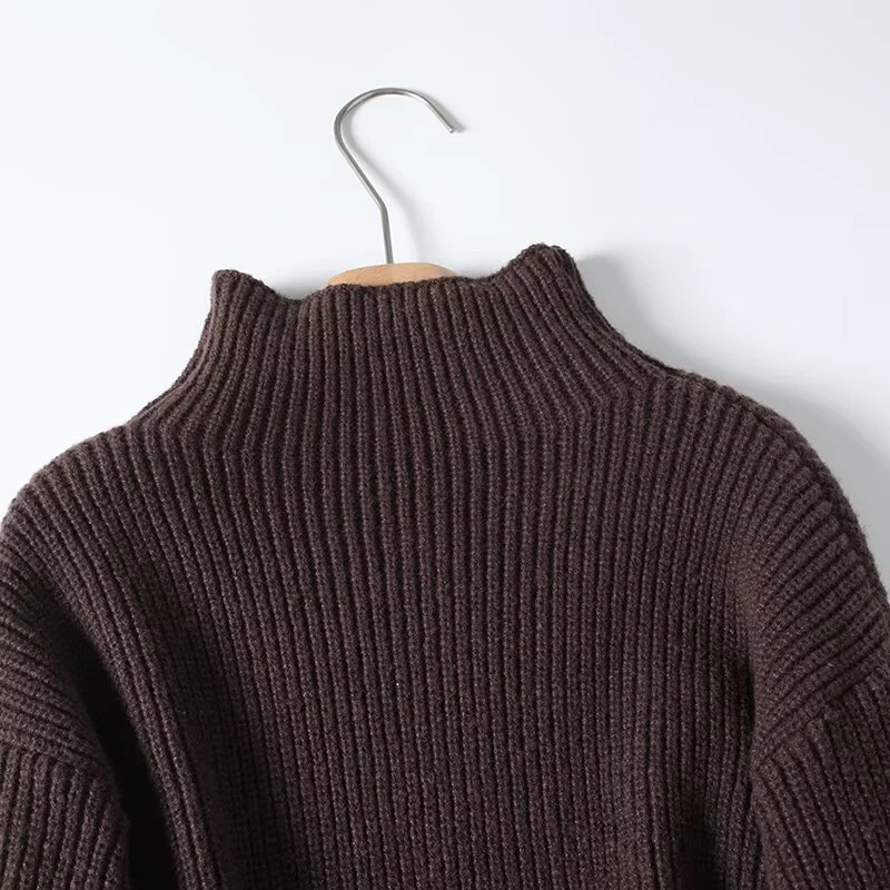 YENKYE 2025 Jerséis de punto de manga larga con cuello alto informal para mujer Suéteres de otoño e invierno