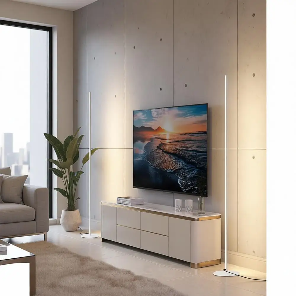 

Lamps or Living Room, Set of 2 LED Light Works with Foot Switch, 1100 LM Dimmable Floor Lamp with 3000K Warm White, 57.5 Standin