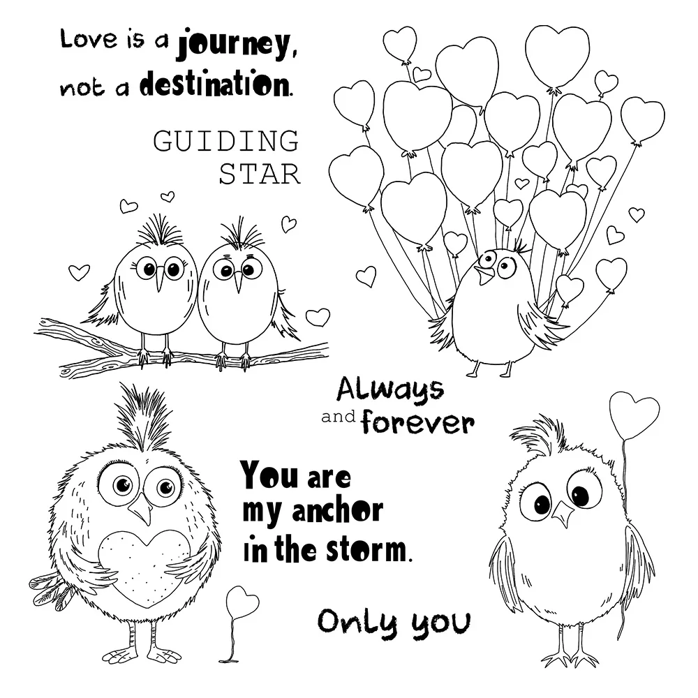 Mangocraft Little Birds & Heart Balloons Cutting Dies Clear Stamp DIY Scrapbooking Metal Dies Silicone Stamp For Cards Albums