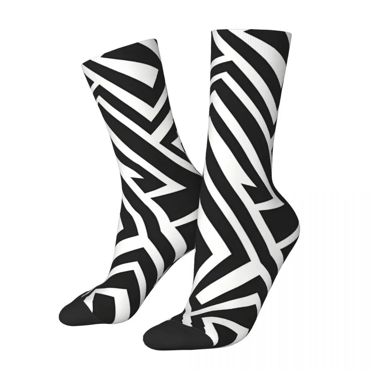 Unique Sense Of Lines Black And White Stripe Socks Male Mens Women Spring Stockings Hip Hop