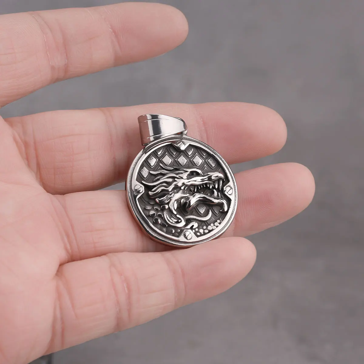 Vikings Stainless Steel Dragon Ouroboros Necklace Scandinavia Ancient Animal Carved Pendant Nordic Men's Jewelry Gift - view 6