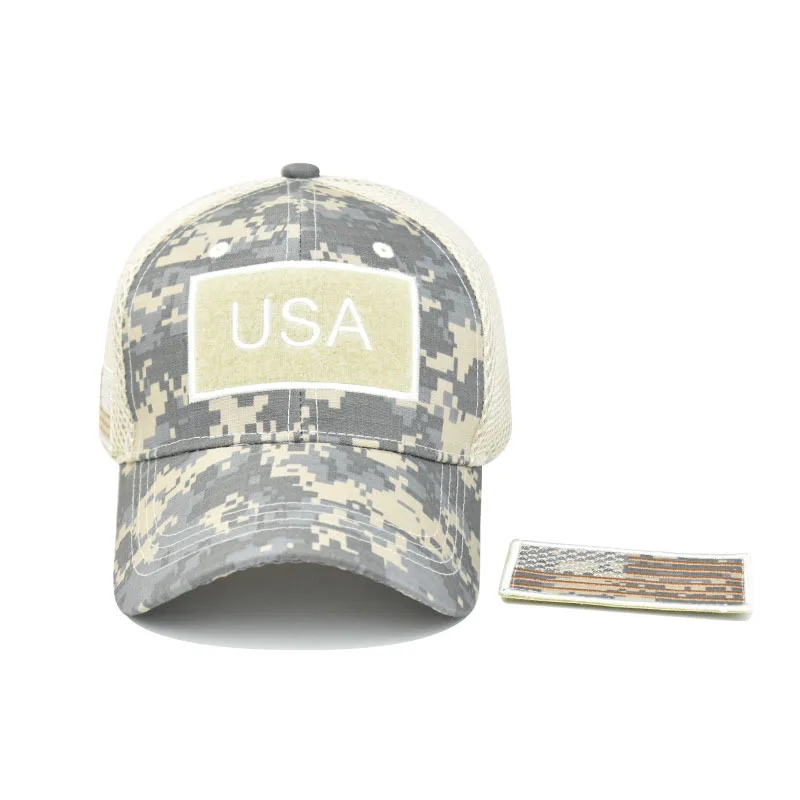 New Velcro Flag of the United States Camouflage Baseball cap Sticker Embroidered Mesh Hat moto baseball cap snapback