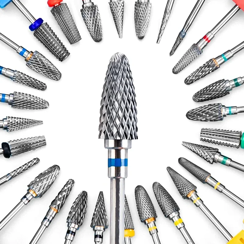 Bullet Carbide Nail Drill Bits Professional Rotary Flame Nail Bit Manicure Acrylic Gel Remover Nails Accessories Tools