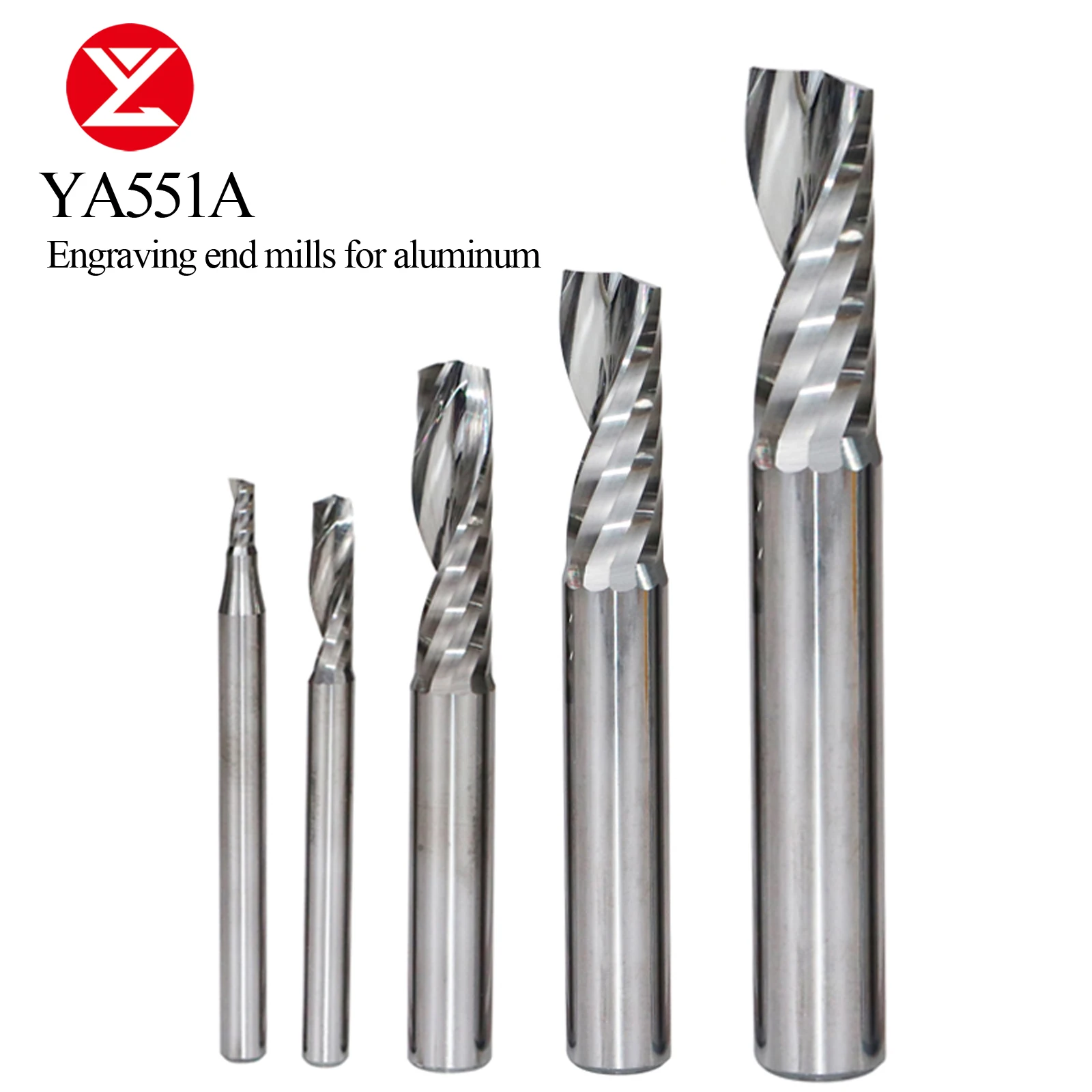 One Single Flute Spiral Endmill Carbide Milling Cutter CNC 3D Engraving Router Bit Acrylic PVC Wood MDF Aluminum 3.175 6 8 10