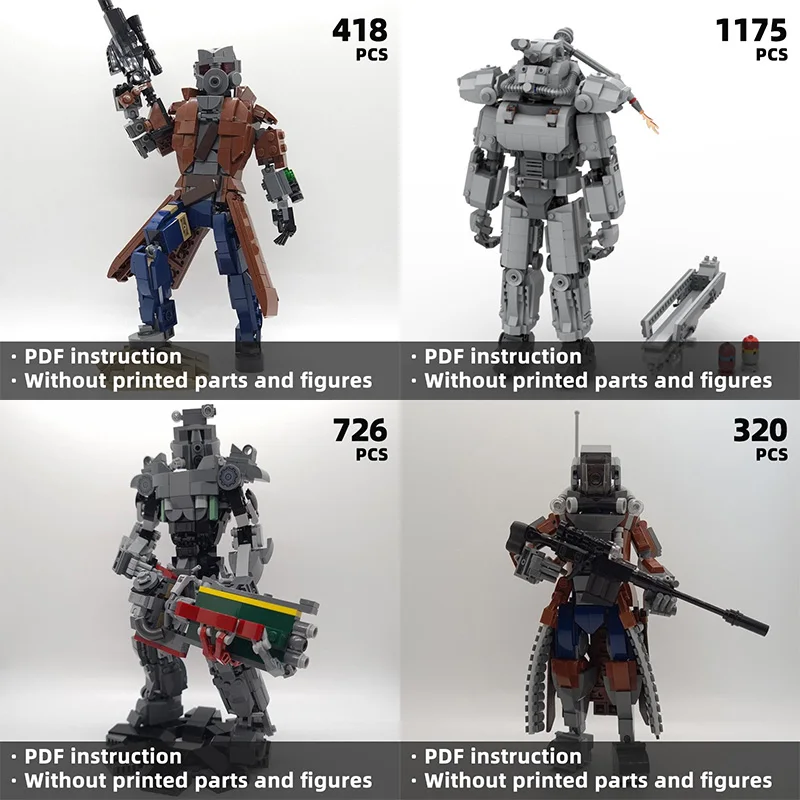 

Фоллоут! Серый бронеробот, строительные блоки Sci-Fi Battle Mech, креативный подарок «сделай сам» для любителей меха