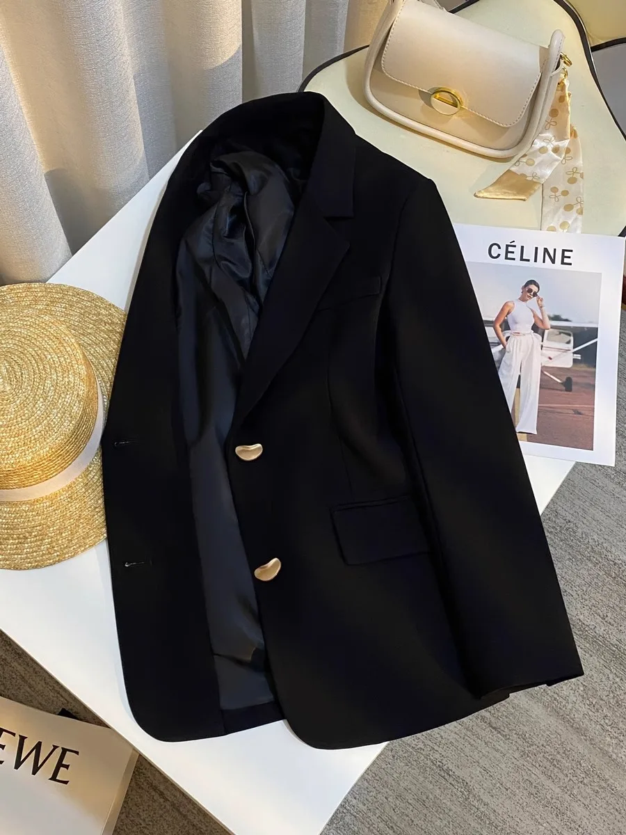 Women's Black Gothic Blazer Jacket Vintage Long Sleeve Single Breasted Outerwear Suit Coat Harajuku Y2k 2000s Clothes Autum 2025