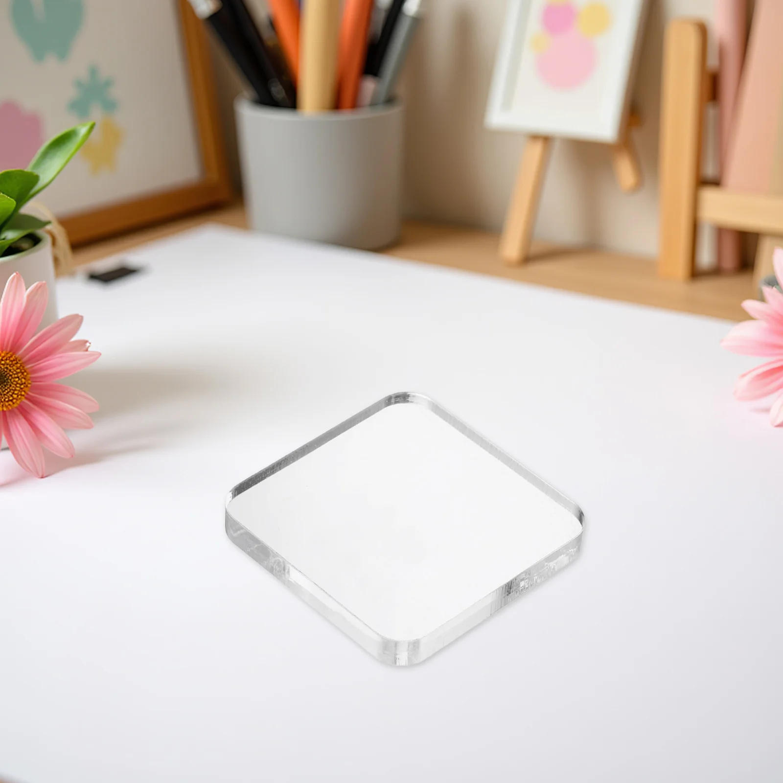5 個子供用アクリルスタンプブロック 10x10cm クリア DIY クラフトプレート描画印刷用細かい運動練習アート表現ツール