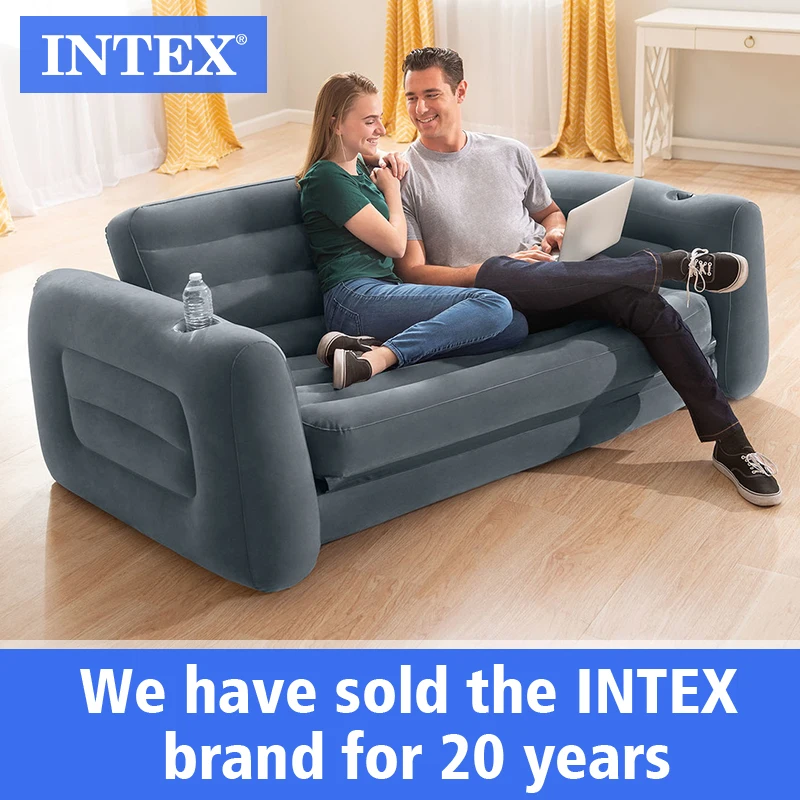 INTEX 66552 PULL-OUT SOFA Bed Airbed Pull-out Chair for Adult Double Sofa Indoor Outdoor Inflatable Chair Flocking Folding Sofas