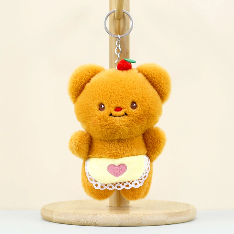 Cute Kawaii Cartoon Butter Bear Plush Doll Pendant Keychain Bag Car Key Accessories Toys