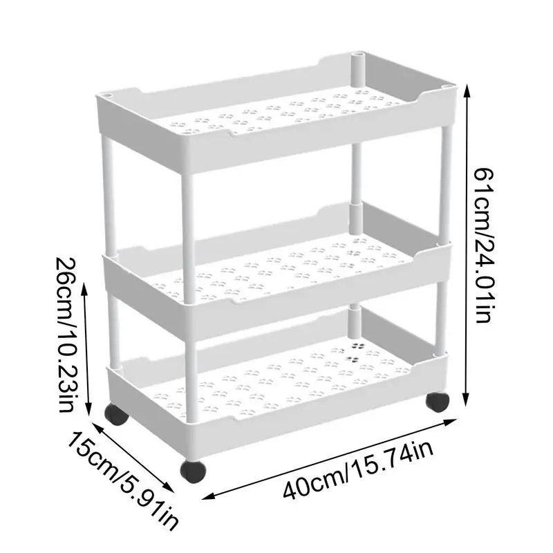 Storage Organizer With Wheels 3/4 Tier Organizer Utility Cart With Wheels Hollow Design Storage Shelves For Kitchen Work Area