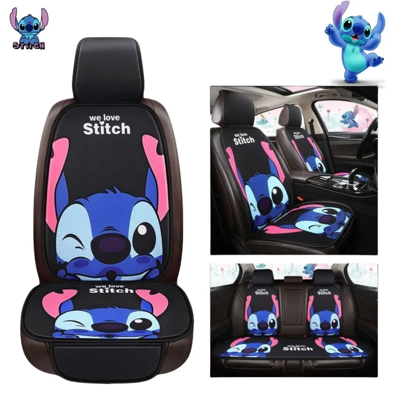 Cuscini per auto Cartoon Stitch Lilo & Stitch, simpatico topolino kawaii, decorazione creativa per interni auto, traspirante, per tutte le stagioni