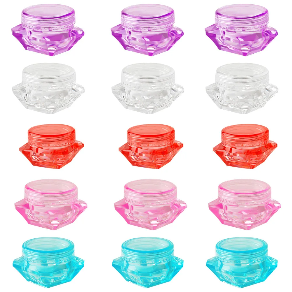 

40Pc Portable Travel Sized Reusable Face Cream Sample Bottles Clear Plastic Jars For Cosmetics Diamond Design Containers
