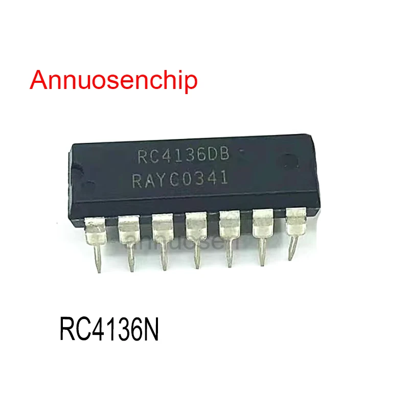100pcs New and Original  RC4136 DIP-14 RC4136N