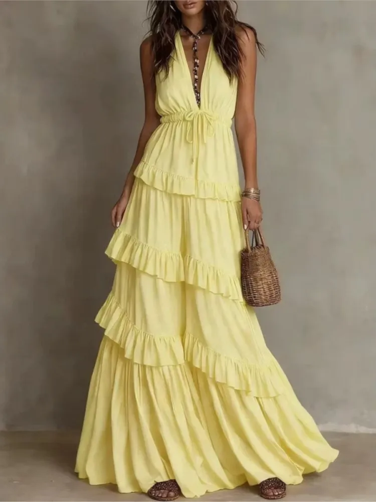 Multi Level Sleeveless Design Camisole Cake Skirt 2026 Spring And Summer New Fashionable And Dynamic Women's Party Dress
