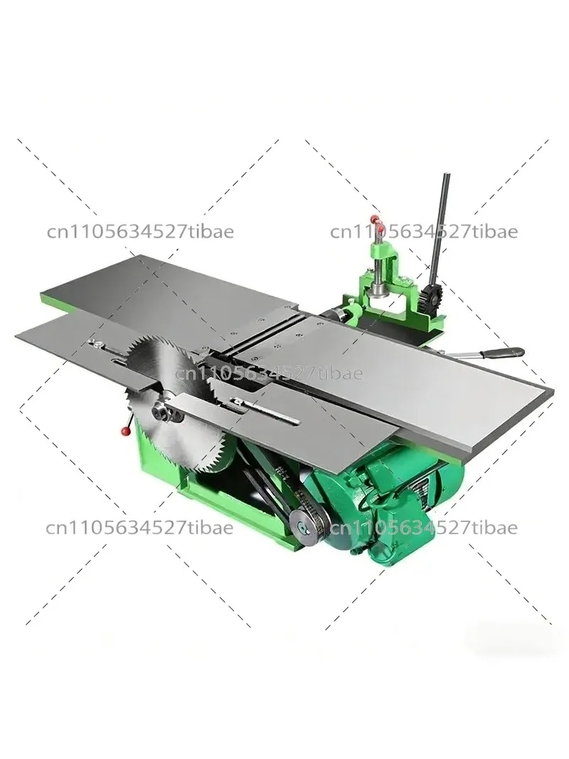 Desktop All-in-One Woodworking Planer, Flat Plane, Drilling, Sawing, Square Hole Cutter, Electric Multi-Function Machine