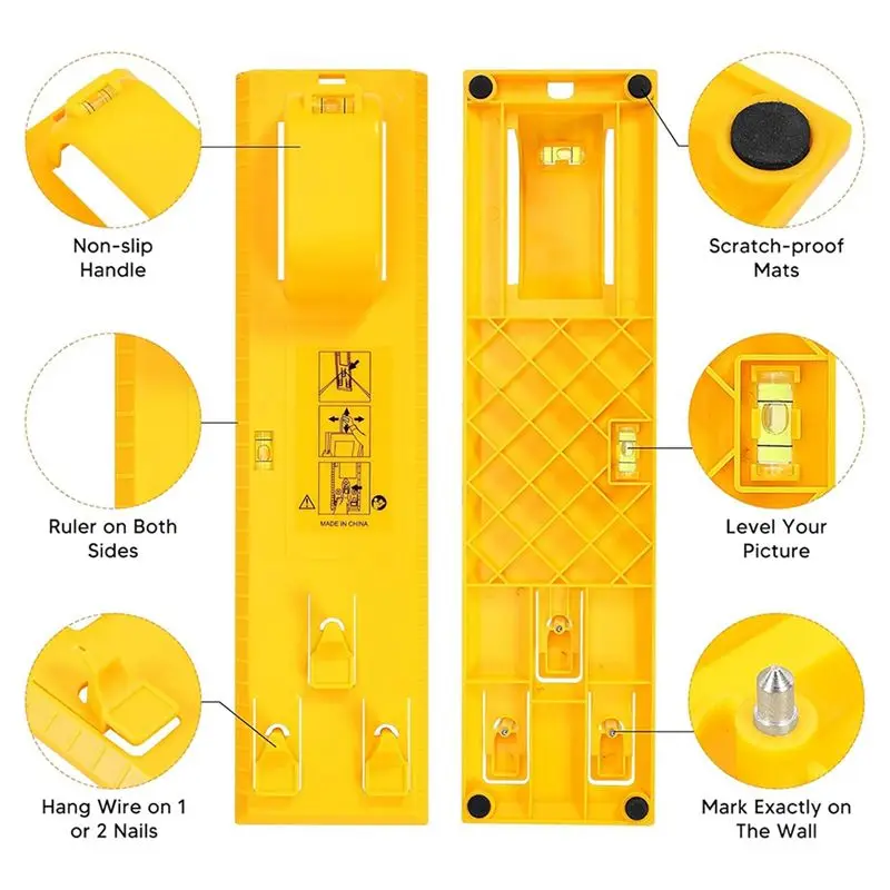 Stock Quantitypicture Hanging Kit, Picture Frame Hanger Tool With Level Measuring Ruler, Including 226 Pcs Of Wall Hanging Kit