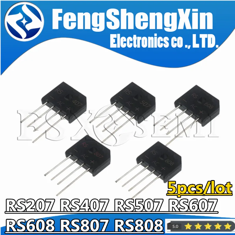 5pcs RS207 RS407  RS507  RS607 RS608  RS807 RS808  Bridge Rectifiers