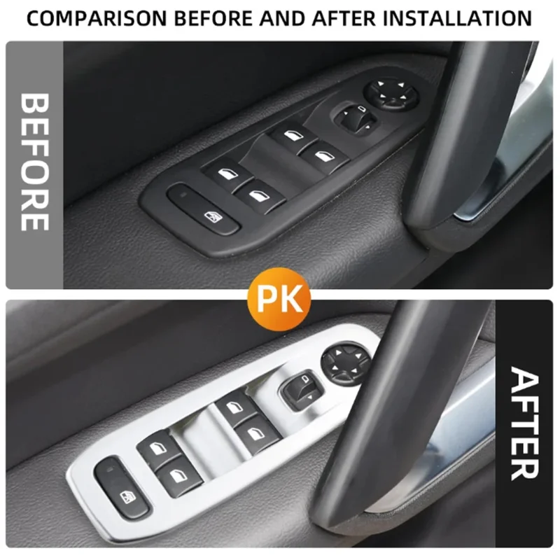 Car Window Switch Cover Glass Lifter Button Panel Decoration Sticker Styling Accessories For Peugeot 308 308S 408 2016-2019