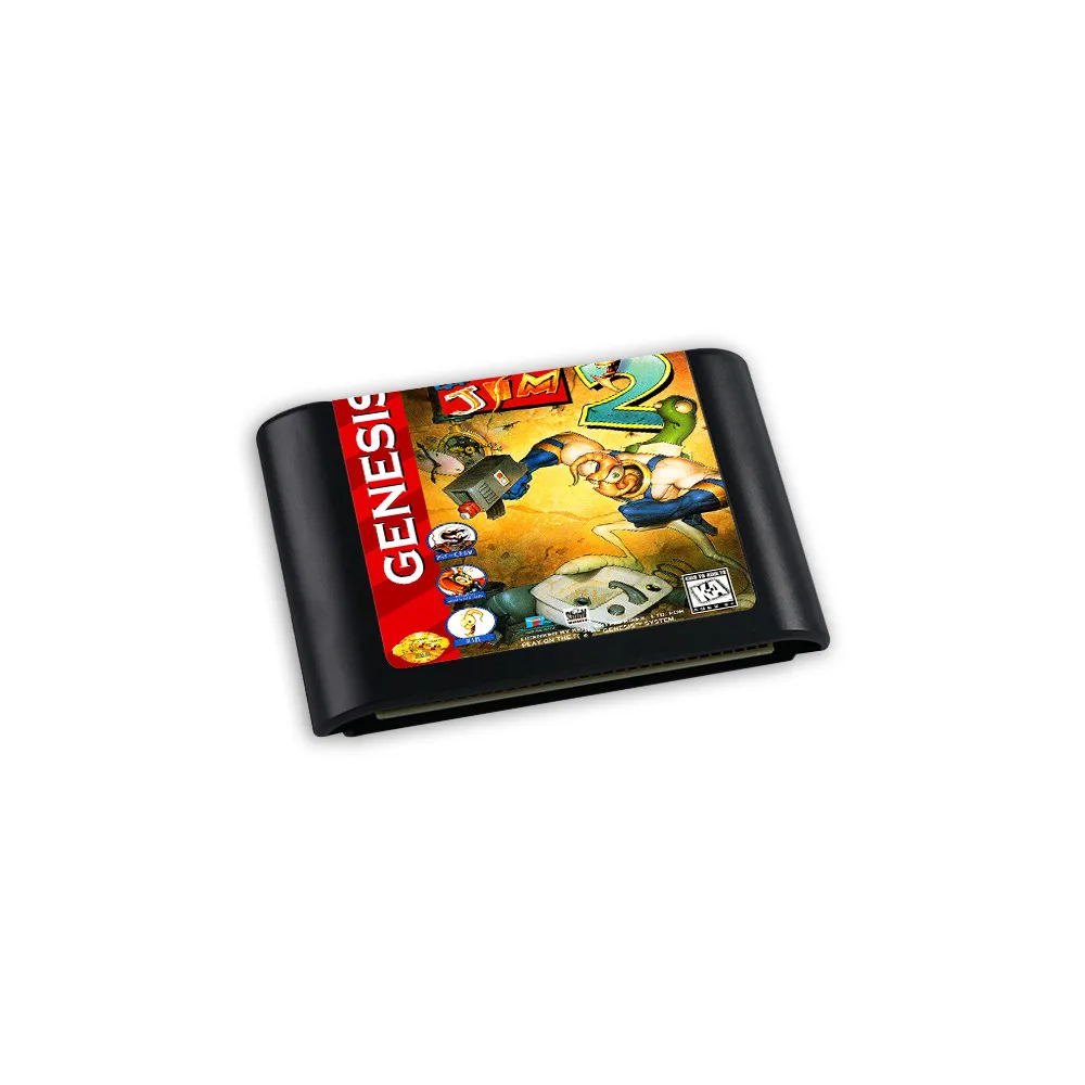 Kartrid game Retro Earthworm Jim 2 16bit untuk konsol video game Sega Genesis Megadrive