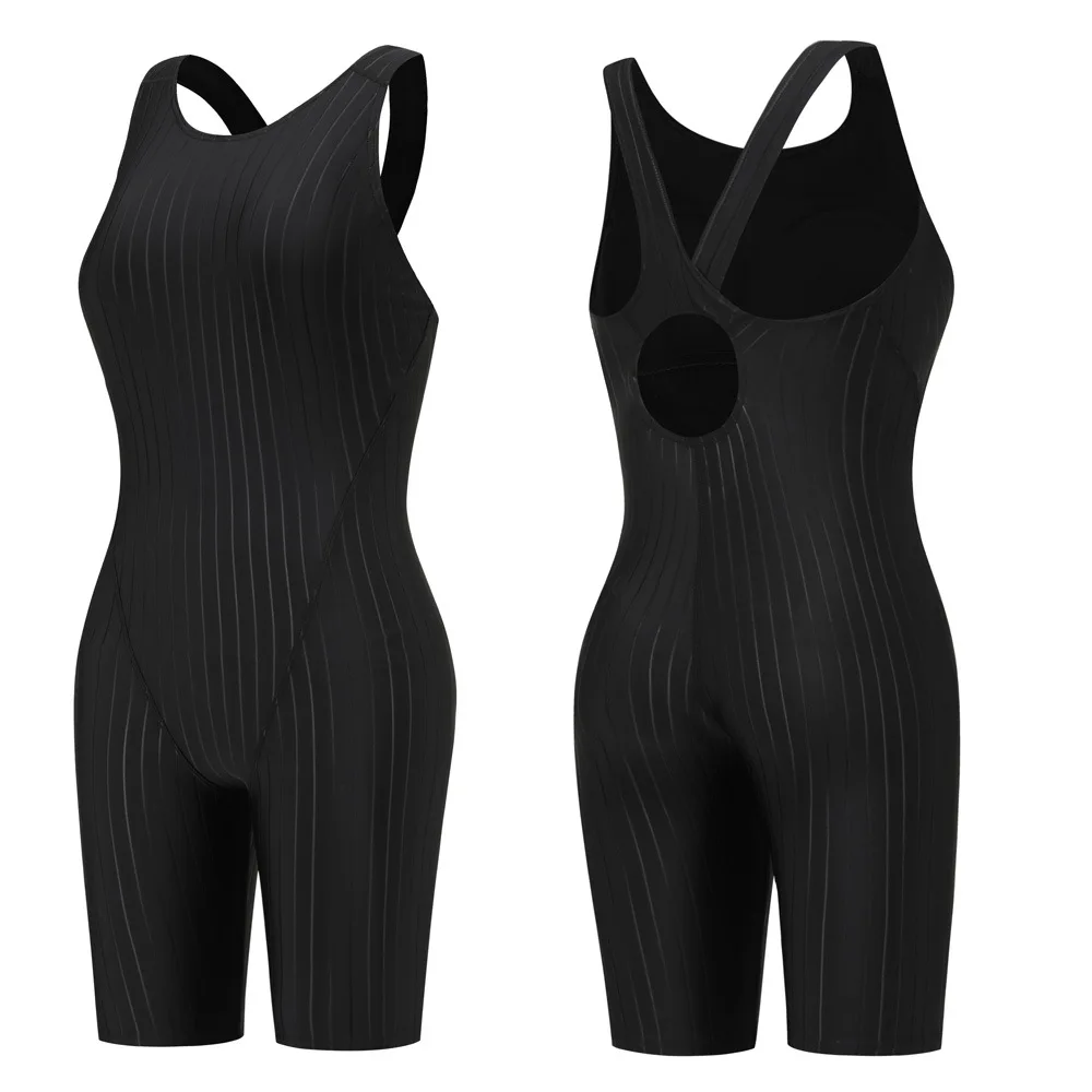 Women One Piece Sharkskin WaterProof Knee Length Surfing SwimWear Female Sexy Push Up Competitive Quick-Dry Bathing SwimSuit - Image 6