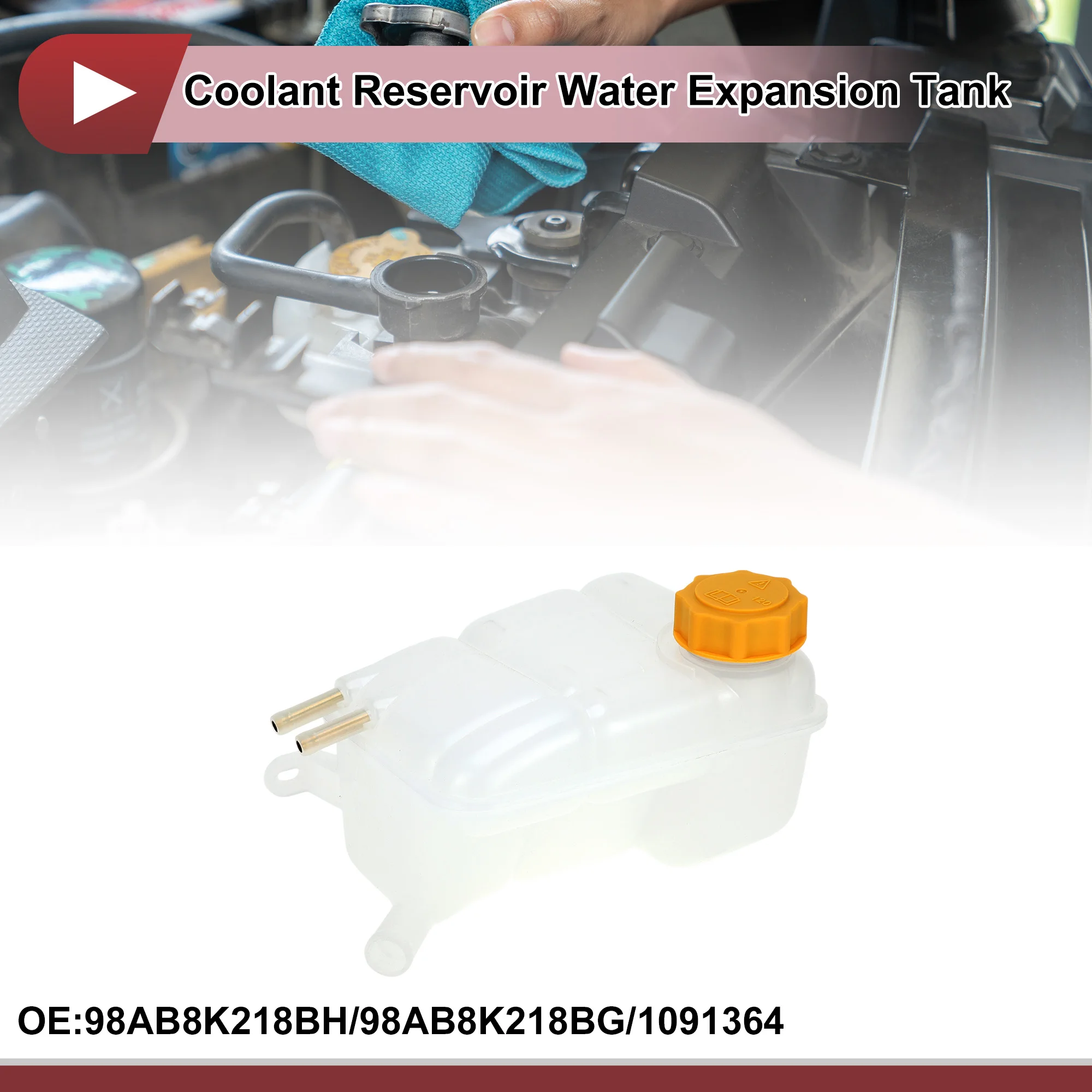 

UXCELL Engine Coolant Reservoir Water Expansion Tank for Ford Focus Mk1 Coolant Radiator Bottle with Cap No.98AB8K218BH